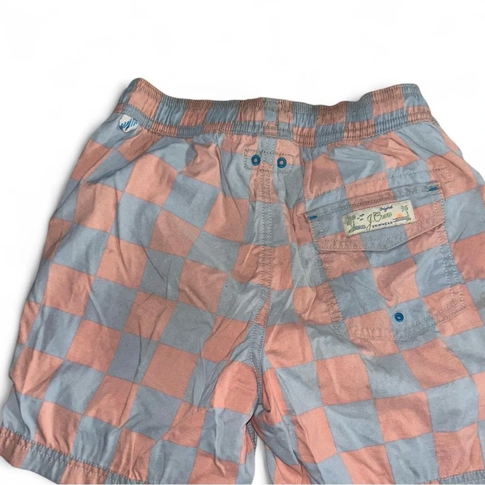 Crewcuts Kids Checkered Swim Trunks - Blue and Pink